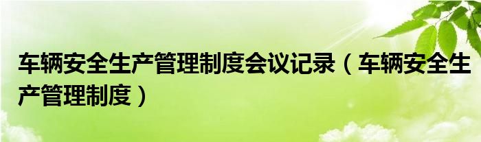 車輛安全生產(chǎn)管理制度會議記錄（車輛安全生產(chǎn)管理制度）