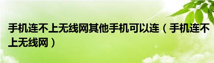 手機(jī)連不上無線網(wǎng)其他手機(jī)可以連（手機(jī)連不上無線網(wǎng)）