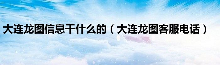 大連龍圖信息干什么的（大連龍圖客服電話）