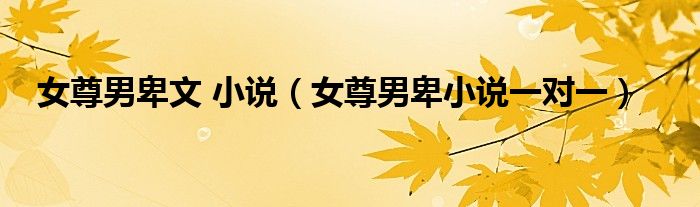 女尊男卑文 小說（女尊男卑小說一對(duì)一）