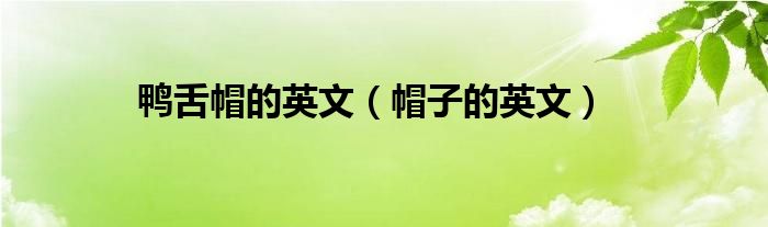 鴨舌帽的英文（帽子的英文）