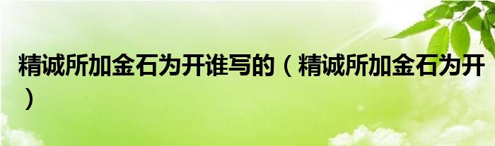 精誠所加金石為開誰寫的（精誠所加金石為開）