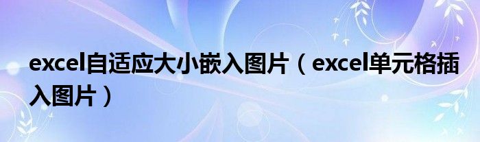 excel自適應大小嵌入圖片（excel單元格插入圖片）