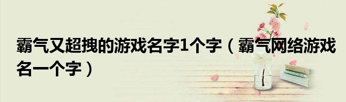 霸氣又超拽的游戲名字1個(gè)字（霸氣網(wǎng)絡(luò)游戲名一個(gè)字）