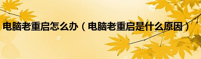 電腦老重啟怎么辦（電腦老重啟是什么原因）
