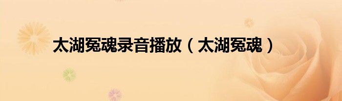 太湖冤魂錄音播放（太湖冤魂）