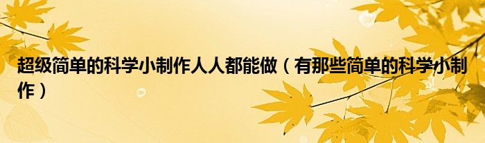 超級簡單的科學(xué)小制作人人都能做（有那些簡單的科學(xué)小制作）