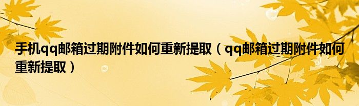 手機(jī)qq郵箱過期附件如何重新提?。╭q郵箱過期附件如何重新提取）