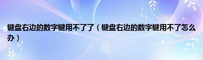 鍵盤右邊的數(shù)字鍵用不了了（鍵盤右邊的數(shù)字鍵用不了怎么辦）