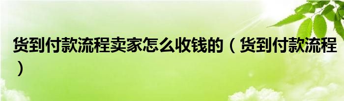 貨到付款流程賣家怎么收錢的（貨到付款流程）