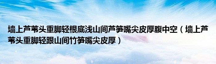 墻上蘆葦頭重腳輕根底淺山間蘆筍嘴尖皮厚腹中空（墻上蘆葦頭重腳輕跟山間竹筍嘴尖皮厚）