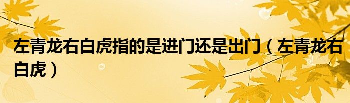 左青龍右白虎指的是進門還是出門（左青龍右白虎）