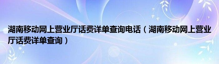 湖南移動(dòng)網(wǎng)上營業(yè)廳話費(fèi)詳單查詢電話（湖南移動(dòng)網(wǎng)上營業(yè)廳話費(fèi)詳單查詢）