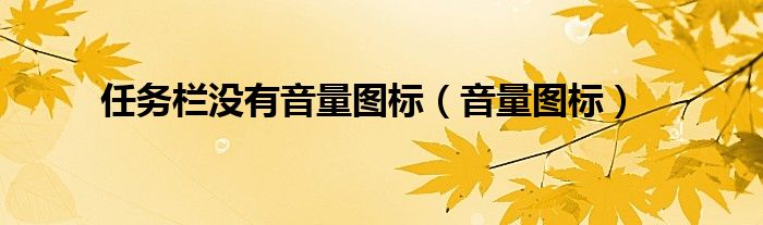 任務(wù)欄沒(méi)有音量圖標(biāo)（音量圖標(biāo)）