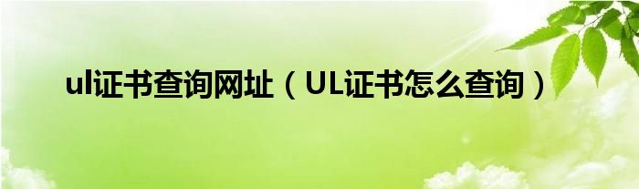 ul證書查詢網(wǎng)址（UL證書怎么查詢）