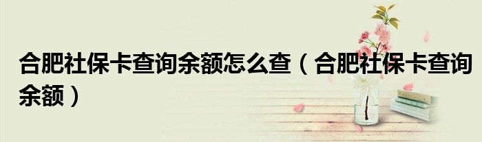 合肥社保卡查詢余額怎么查（合肥社?？ú樵冇囝~）