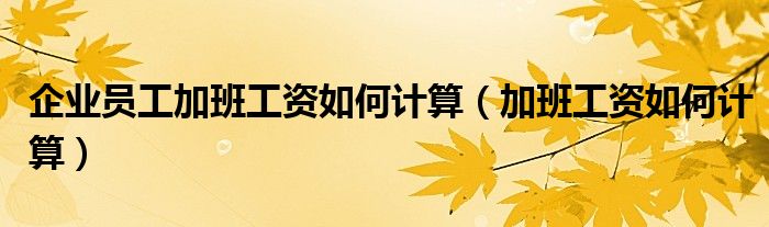 企業(yè)員工加班工資如何計算（加班工資如何計算）
