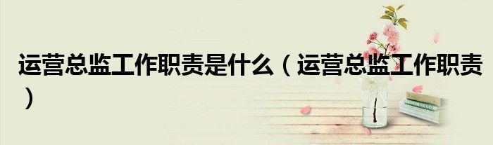運(yùn)營(yíng)總監(jiān)工作職責(zé)是什么（運(yùn)營(yíng)總監(jiān)工作職責(zé)）