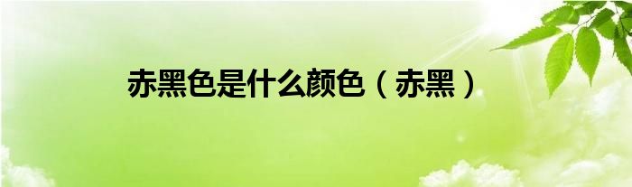 赤黑色是什么顏色（赤黑）