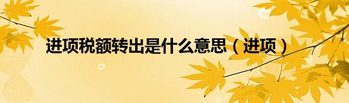 進項稅額轉出是什么意思（進項）