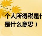 個人所得稅是什么意思簡單說明（個人所得稅是什么意思）