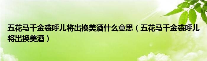 五花馬千金裘呼兒將出換美酒什么意思（五花馬千金裘呼兒將出換美酒）