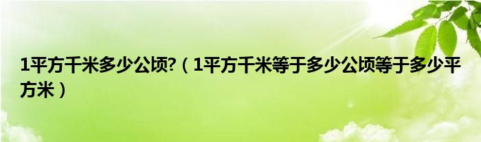 1平方千米多少公頃?（1平方千米等于多少公頃等于多少平方米）