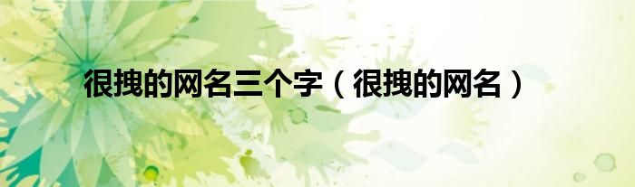很拽的網(wǎng)名三個字（很拽的網(wǎng)名）