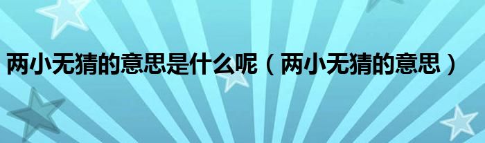 兩小無猜的意思是什么呢（兩小無猜的意思）