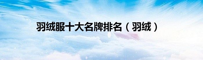 羽絨服十大名牌排名（羽絨）