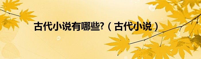 古代小說(shuō)有哪些?（古代小說(shuō)）
