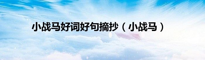 小戰(zhàn)馬好詞好句摘抄（小戰(zhàn)馬）