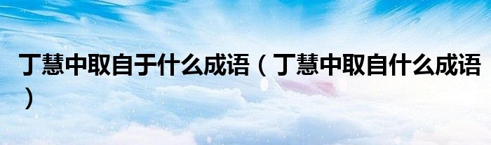 丁慧中取自于什么成語（丁慧中取自什么成語）