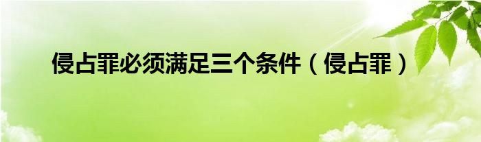 侵占罪必須滿足三個(gè)條件（侵占罪）