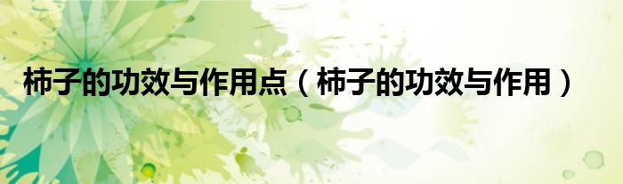 柿子的功效與作用點(diǎn)（柿子的功效與作用）