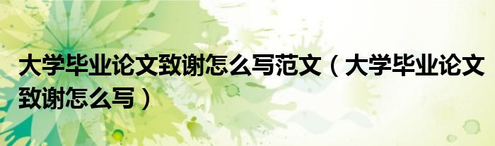 大學畢業(yè)論文致謝怎么寫范文（大學畢業(yè)論文致謝怎么寫）