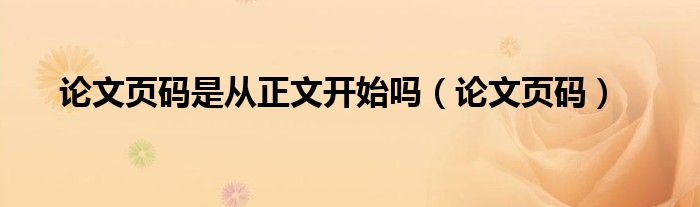 論文頁碼是從正文開始嗎（論文頁碼）