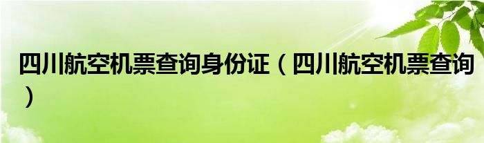 四川航空機票查詢身份證（四川航空機票查詢）