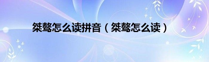 桀驁怎么讀拼音（桀驁怎么讀）