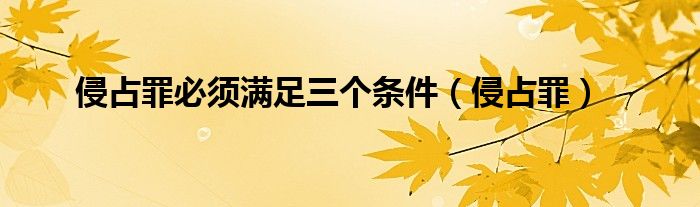 侵占罪必須滿足三個條件（侵占罪）