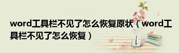 word工具欄不見了怎么恢復(fù)原狀（word工具欄不見了怎么恢復(fù)）
