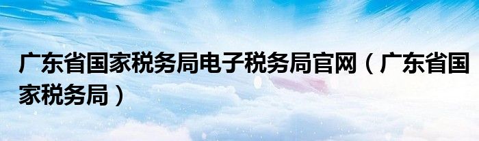 廣東省國家稅務(wù)局電子稅務(wù)局官網(wǎng)（廣東省國家稅務(wù)局）