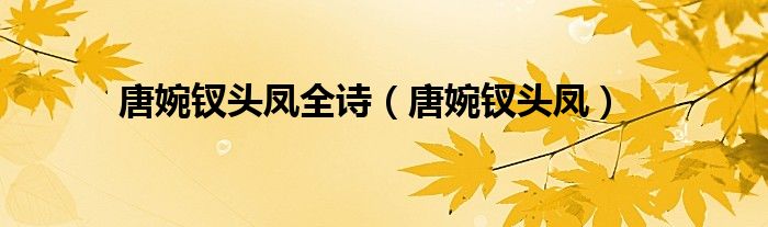 唐婉釵頭鳳全詩（唐婉釵頭鳳）