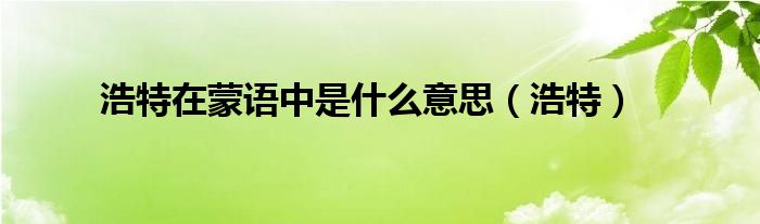 浩特在蒙語中是什么意思（浩特）