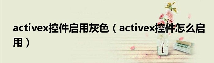 activex控件啟用灰色（activex控件怎么啟用）