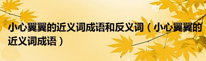 小心翼翼的近義詞成語和反義詞（小心翼翼的近義詞成語）