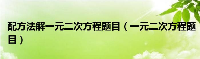 配方法解一元二次方程題目（一元二次方程題目）