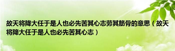 故天將降大任于是人也必先苦其心志勞其筋骨的意思（故天將降大任于是人也必先苦其心志）