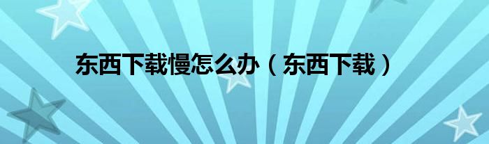 東西下載慢怎么辦（東西下載）