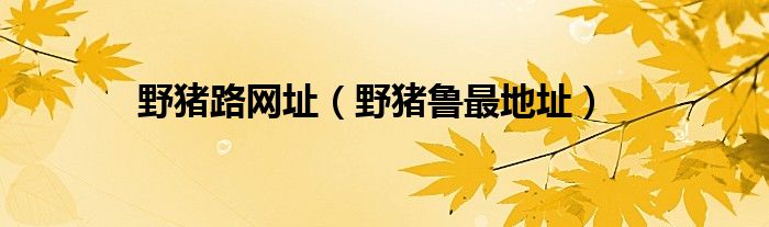 野豬路網(wǎng)址（野豬魯最地址）